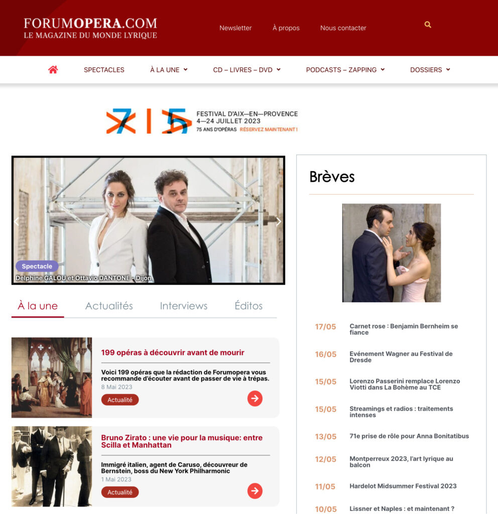 Page d'accueil du site forumopera.com